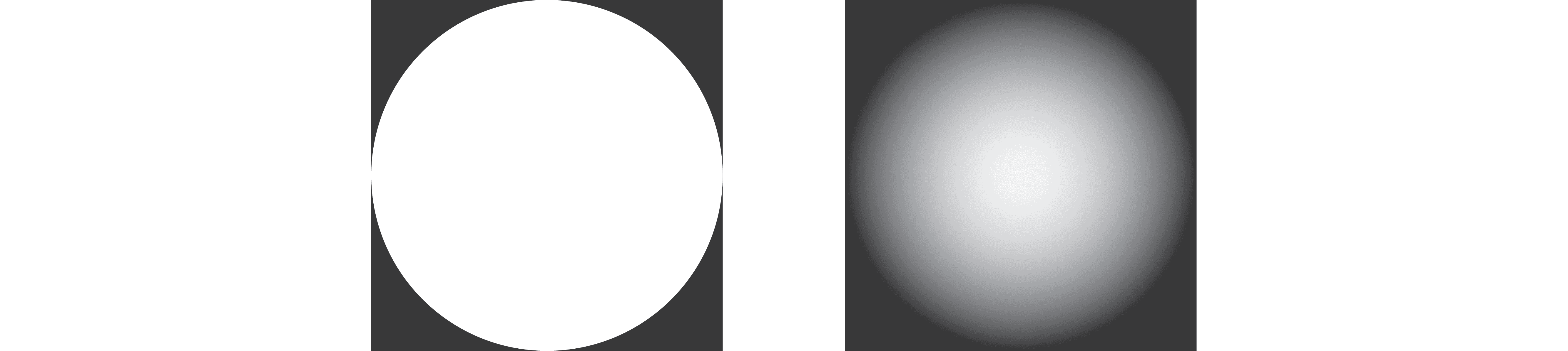 Figure 4.8: Two image textures: an all-white circle (left) and a fuzzy circle that fades out toward the edges (right)
